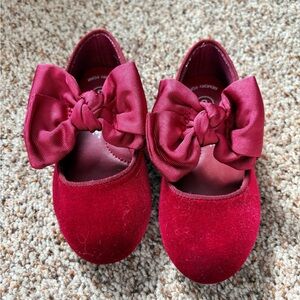 Cat & Jack Red/Burgundy Girls Dress Shoes with Bow 8T